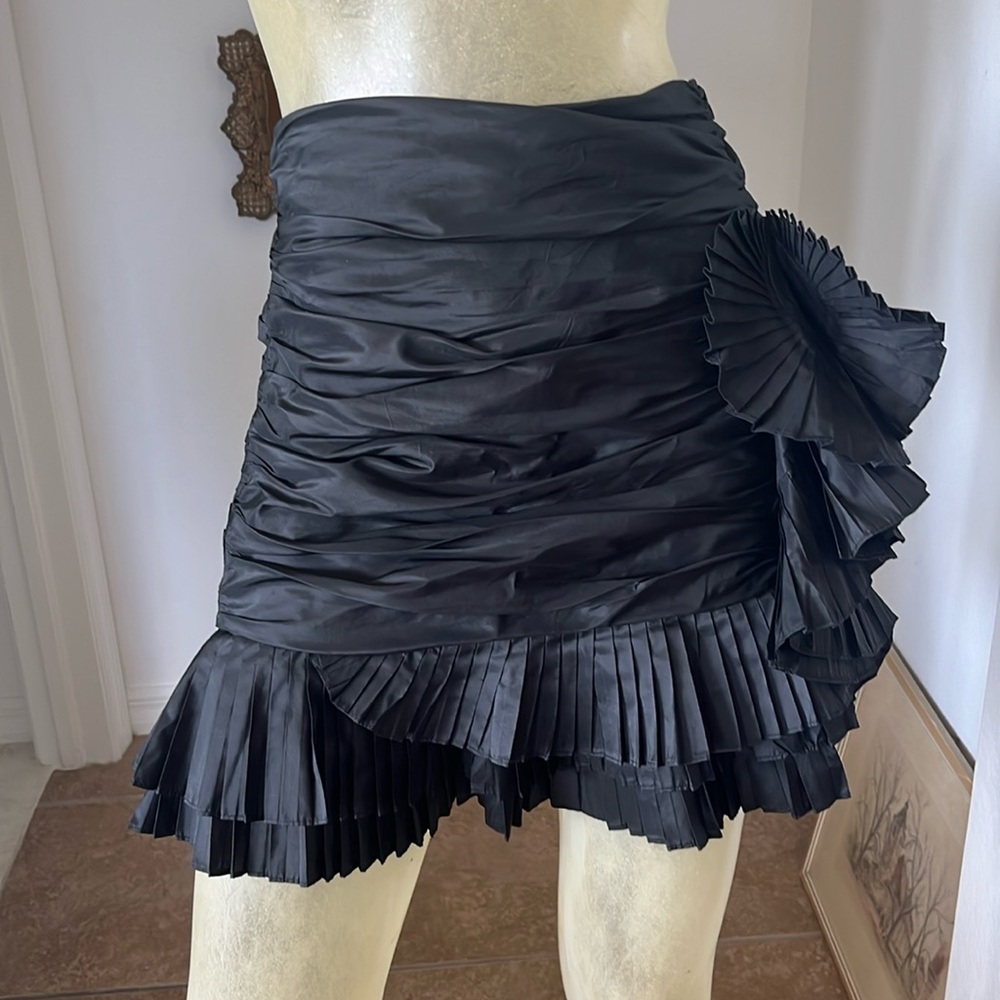 Ralph Lauren Black Ruffled Pleated Mini Skirt